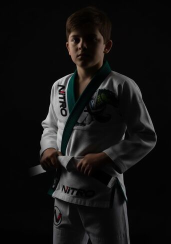 Kids Premium BJJ Gi - FREE WHITE BELT - Green Lapel - Lightweight - Alligator - Brazilian Jiu Jitsu Kid's Uniform in Saudi Arabia