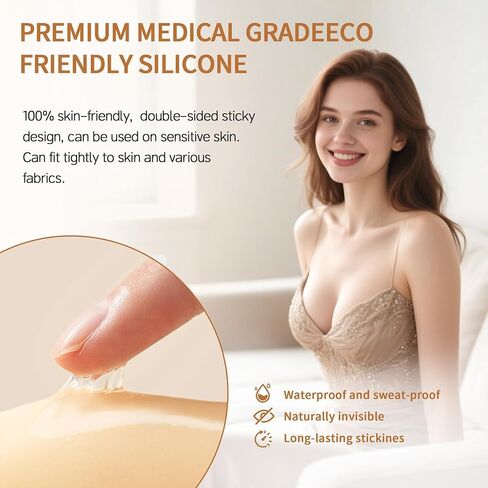 Sticky Bra Inserts - Soft Invisible Reusable Double Sided Sticky Bra for Women with Lift Support, Washable for Bikini in Kuwait