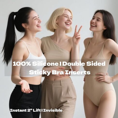Sticky Bra Inserts - Soft Invisible Reusable Double Sided Sticky Bra for Women with Lift Support, Washable for Bikini in Kuwait