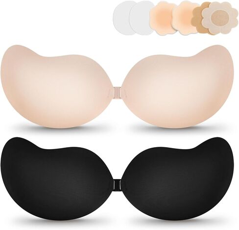 EIDOS Strapless Backless Sticky Push Up Bra - Invisible Adhesive Bra for Women with Nipple Covers 2026 112 (US, Cup Band, C, Beige+Black) in Saudi Arabia