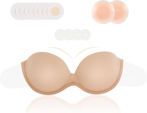 Sticky Bra for Large Breasts – Ultimate Push Up Bra with Disposable Patches, Reusable & Adhesive No-Show Sticky Boobs in Kuwait