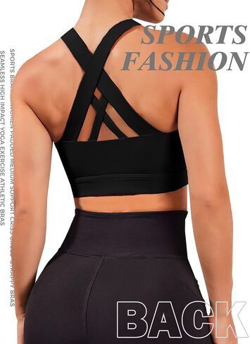 Buauty 2 Packs Sports Bras for Women High Support, Push Up Sports Bra, Criss-Cross Back High Impact Yoga Bras for Large Bust in Kuwait