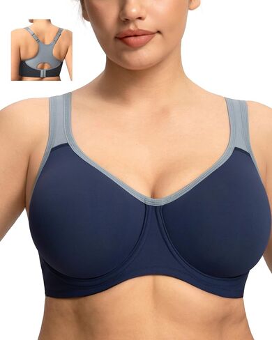 HSIA Sports Bra for Women High Support Large Bust Outside Underwire Adjustable Racerback Unlined Full Coverage Sports Bra in Kuwait