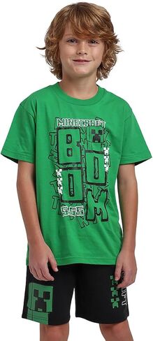Bioworld Minecraft Creeper Boom Boy's 2-Pack Tee & Lounge Shorts Combo Set in Kuwait