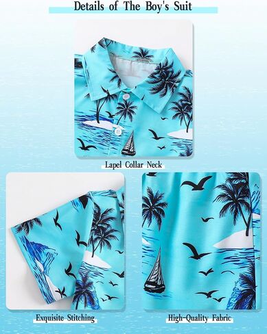 Toddler Boy Short Sleeve Set Button Down Shirt Comfy Shorts Two Piece Beach Outfit in Kuwait