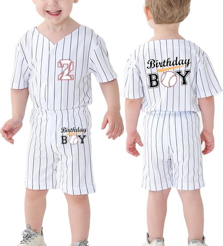 Toddler Boy Birthday Baseball Shirt Short Set Kids 1st 2nd 3rd 4th 5th 6 Year Old Birthday 2-Piece Outfit Set in Saudi Arabia