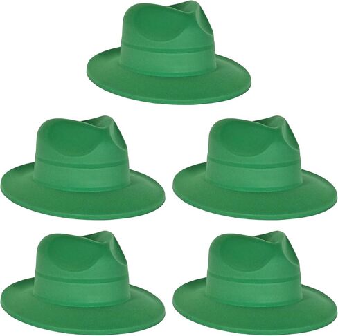 Beistle Green Velour Fedora Hats – 5 Pack, Soft Touch Plastic Fedoras, St. Patrick’s Day Irish Costume Accessories, Classic Gangster Style Party Headwear, Photo Booth Props for Holiday Event Outfits in Kuwait