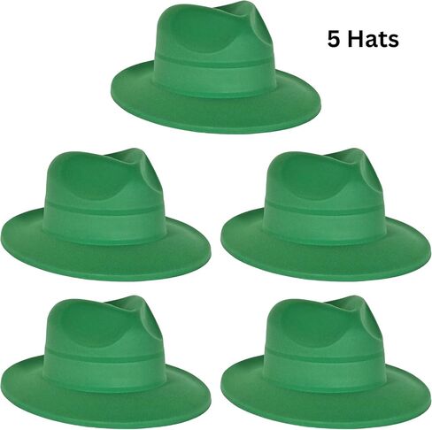 Beistle Green Velour Fedora Hats – 5 Pack, Soft Touch Plastic Fedoras, St. Patrick’s Day Irish Costume Accessories, Classic Gangster Style Party Headwear, Photo Booth Props for Holiday Event Outfits in Kuwait
