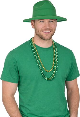 Beistle Green Velour Fedora Hats – 5 Pack, Soft Touch Plastic Fedoras, St. Patrick’s Day Irish Costume Accessories, Classic Gangster Style Party Headwear, Photo Booth Props for Holiday Event Outfits in Kuwait