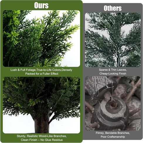 Artificial Cedar Topiary Trees 4ft Set of 2,Fake Shrubs with Ground Spike,UV Resistant Cypress Tree,Faux Bushes for Outdoors,Fake Plants for Outdoor Indoor Front Porch Patio Garden Decor in Saudi Arabia