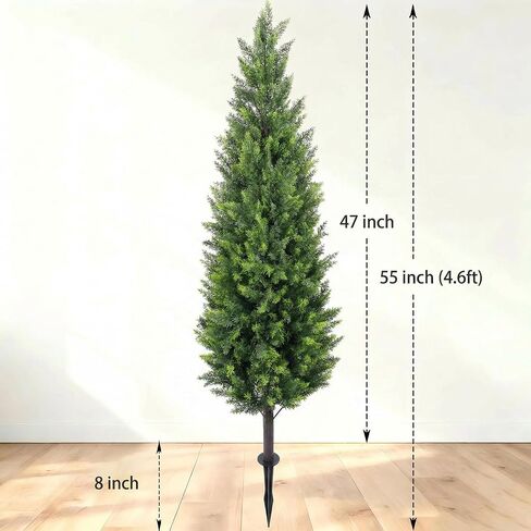 Artificial Cedar Topiary Trees 4ft Set of 2,Fake Shrubs with Ground Spike,UV Resistant Cypress Tree,Faux Bushes for Outdoors,Fake Plants for Outdoor Indoor Front Porch Patio Garden Decor in Saudi Arabia