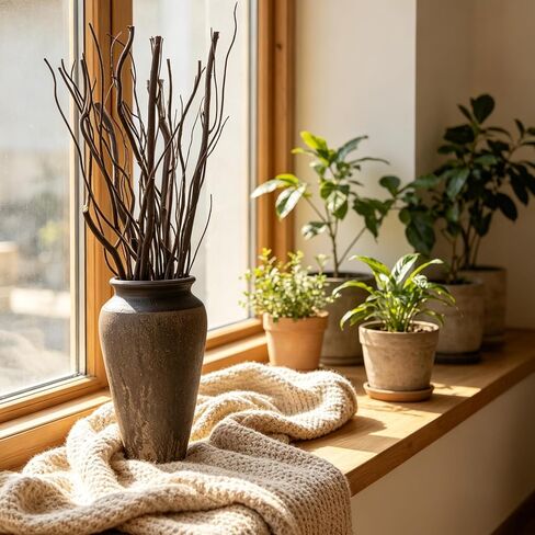15 Pcs Curly Willow Branches, 17" Dried Brown Willow Twigs for Vase Home Decor in Saudi Arabia