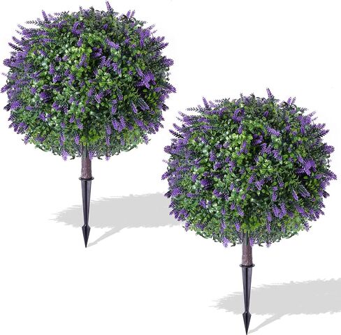 2 Pack Artificial Boxwood Topiary Shrubs 16x24 Inch, UV Resistant Evergreen Faux Plants, Artificial Urn Fillers for Indoor Outdoor Porch Courtyard Garden Patio Flower Bed Decor in Kuwait