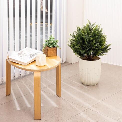 AENTGIU 23.6" Artificial Cedar Topiary Ball Trees, 2-Pack Outdoor Faux Cypress Shrubs with Ground Spikes, UV Resistant Fake Greenery Bushes for Front Porch Planters, Patio, Entryway, Garden Decor in Saudi Arabia