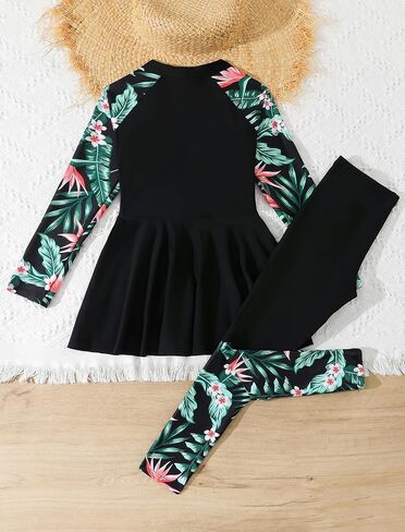 FYMNSI Girls Modest Full Coverage Swimsuit Long Sleeve Rash Guard with Pants UPF 50+ Sun Protection Swimwear for Kids 5-14 in Kuwait