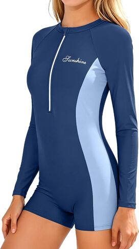 WIQI Girls Rash Guard Swimsuit One Piece Long Sleeve Bathing Suit Half-Zip UPF50+ Sun Protection Swimwear for Teen 9-16Y in Saudi Arabia