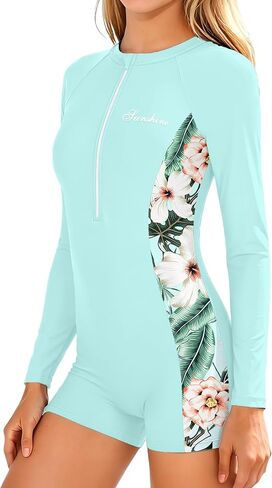 WIQI Girls Rash Guard Swimsuit One Piece Long Sleeve Bathing Suit Half-Zip UPF50+ Sun Protection Swimwear for Teen 9-16Y in Saudi Arabia