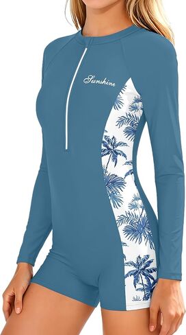 WIQI Girls Rash Guard Swimsuit One Piece Long Sleeve Bathing Suit Half-Zip UPF50+ Sun Protection Swimwear for Teen 9-16Y in Saudi Arabia