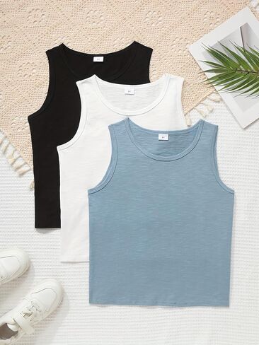 Boys Sleeveless Tank Tops 3 Pack Cotton Athletic Undershirts Casual Vests for Play & Sports in Kuwait