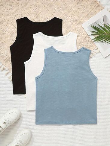 Boys Sleeveless Tank Tops 3 Pack Cotton Athletic Undershirts Casual Vests for Play & Sports in Kuwait
