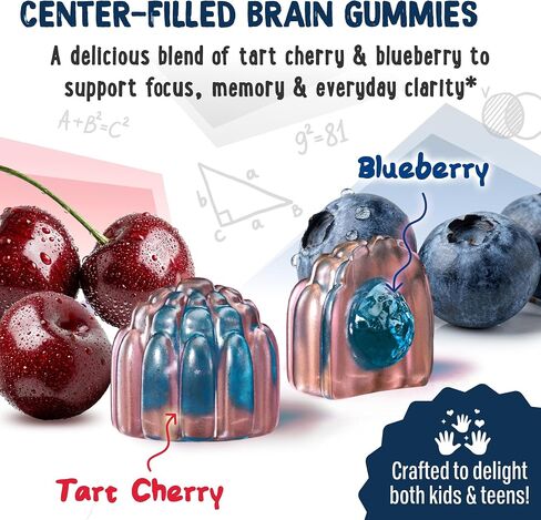 OH MY CHEWY Brain and Focus Gummies for Kids & Teens Support - Center-Filled and Sugar Free Memory and Cognition Supplement in Saudi Arabia