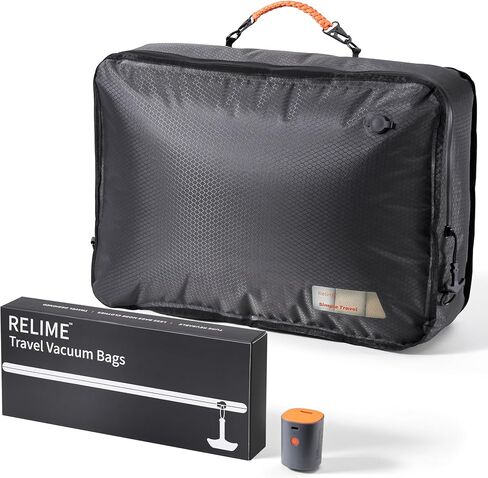 Relime Apex Series Vacuum Bags for Travel Luggage, 180° Open, Reusable Compression Bags for travel Pack, Vacuum Seal Packing Cube for Cloth (2Large No Pump) in Saudi Arabia