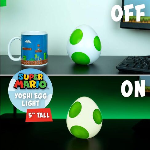 Paladone Super Mario Yoshi Egg Light - مصباح مكتب LED صغير، يعمل بمنفذ USB، ديكور غرفة الألعاب، بضائع نينتندو الرسمية in Kuwait