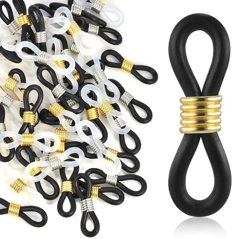 50Pcs Eyeglass Chain Ends, Adjustable Spectacle End Connectors Anti-Slip Glasses Strap Ends Loops for Women Eye Glasses Holder Sunglasses Necklace Chain Knitting Needle Stoppers Accessories (Assorted) in Saudi Arabia
