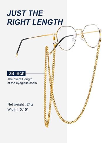 ChainsPro Glasses Chain, Durable and Sturdy Eyeglass Holders Around Neck, Gold/Silver/Black Eyeglasses Chain for Women in Saudi Arabia
