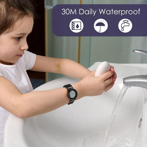 Kids Digital Watch for Small Wrists, Unisex Waterproof Sport Watch with Short Velcro Band, Backlight, Alarm, Stopwatch, Countdown, Easy-to-Read Numbers for Boys Girls 4-16 Years Old in Saudi Arabia