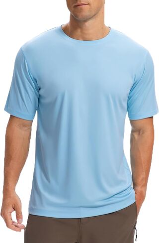 Mens Rashguard Swim Shirts Short Sleeve UPF 50+ Sun Protection SPF Quick Dry Lightweight Water Beach Workout Tops in Kuwait