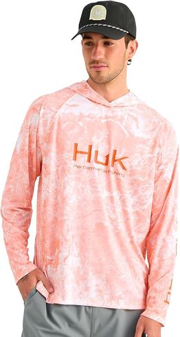 HUK Men's Pursuit Pattern Crew Long Sleeve, Performance Shirt in Kuwait