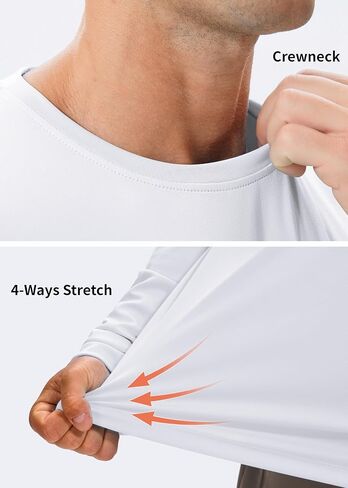 Long Sleeve Shirts for Men UPF 50+ Sun Shirts UV Protection Rash Guard Swim Shirts Fishing Summer Athletic in Kuwait