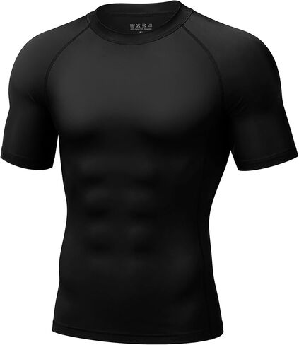 قمصان السباحة الرجالية BJJ Rash Guard من Roadbox بأكمام قصيرة، عامل حماية من الأشعة فوق البنفسجية 50+ Jiu Jitsu، طبقة أساسية مضغوطة لركوب الأمواج MMA No Gi Surfing in Kuwait
