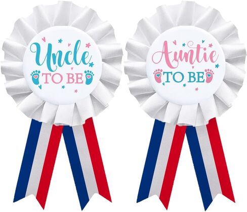 MOM DAD; Daddy to be & Mommy to be Tinplate Badge Pin White - Baby Shower Button New Dad Gifts Gender Reveals Party for Boy or Girl; Rosette Button Baby Celebration American Flags Colors, US COLORS, in Kuwait
