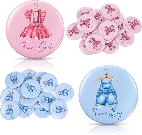 30 Pcs Gender Reveal Button Pins Blue Pink Baby Clothes Team Boy or Girl Badges for Birthday Baby Shower Party Supplies in Saudi Arabia