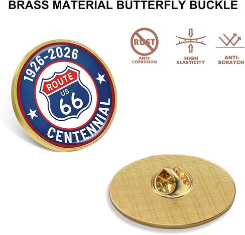 6/12/50/100 Pack Route 66 Centennial Commemorative Lapel Pins 1.1"1926-2026 Anniversary Edition Badge Collection in Saudi Arabia