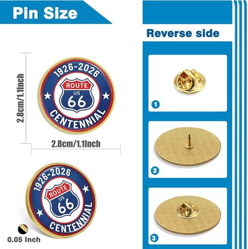 6/12/50/100 Pack Route 66 Centennial Commemorative Lapel Pins 1.1"1926-2026 Anniversary Edition Badge Collection in Saudi Arabia