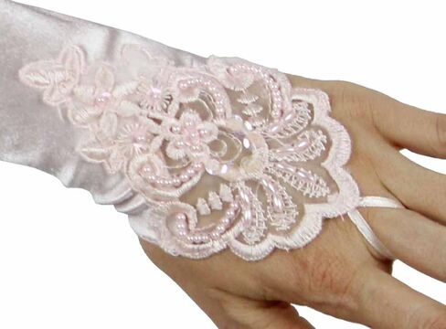 Grace Fingerless Long Gathered and Beaded Gloves, Light Pink in Saudi Arabia