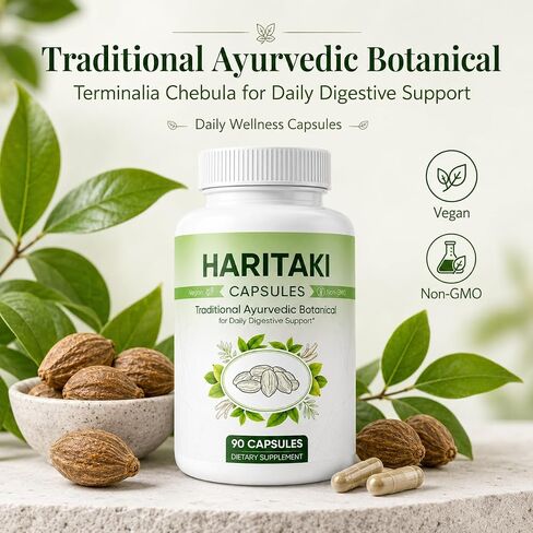 Haritaki Capsules, Terminalia Chebula Ayurvedic Herbal Supplement, Traditional Botanical Digestive Support, Vegan Non-GMO Daily Wellness Capsules, 90 Count in Saudi Arabia