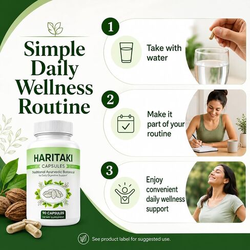 Haritaki Capsules, Terminalia Chebula Ayurvedic Herbal Supplement, Traditional Botanical Digestive Support, Vegan Non-GMO Daily Wellness Capsules, 90 Count in Saudi Arabia