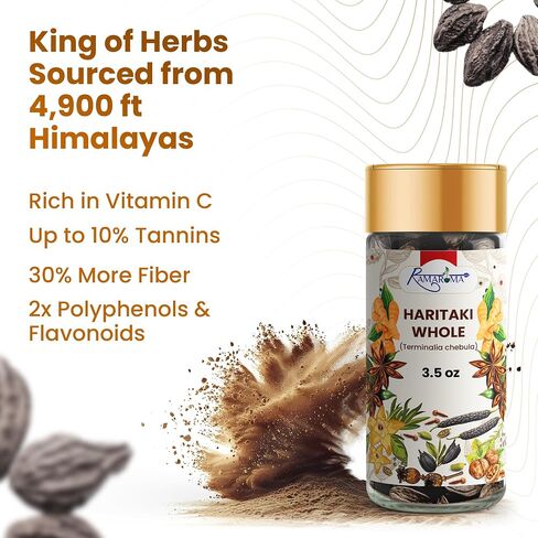 Ramaroma Premium Haritaki 3.5 oz (Terminalia Chebula) – Fine Ground Herbal Powder for Tea, Herbal Blends, Daily Wellness Routines & Traditional Ayurvedic Use –Fresh Aroma, Small Batch Packed in Saudi Arabia
