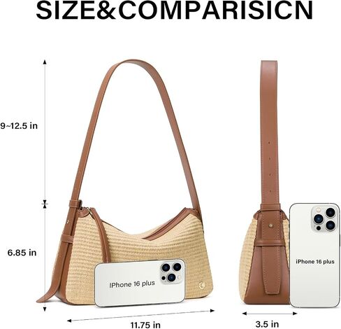 CLUCI Summer Purses for Women, Cute Straw Bag, Beach Shoulder Bag, Woven Handbags with Adjustable Wide Shoulder Strap in Kuwait