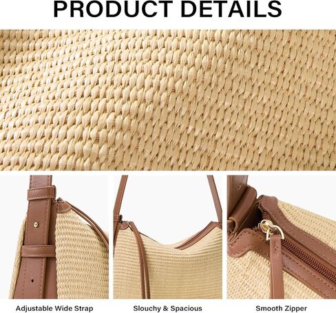 CLUCI Summer Purses for Women, Cute Straw Bag, Beach Shoulder Bag, Woven Handbags with Adjustable Wide Shoulder Strap in Kuwait