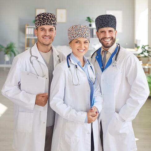 Coume 8 قطعة قبعات ممرضة للنساء قبعات العمل التمريض مع زر وعصابة رأس قبعات فرك مرنة قابلة للتعديل لطبيب الأسنان in Kuwait