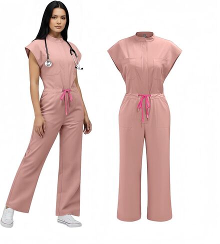 Yodilala Women's Scrubs Jumpsuit-Soft Stretch Medical Scrub Set Jumpsuit & Jogger with multiple pockets for Nurse Workwear in Saudi Arabia