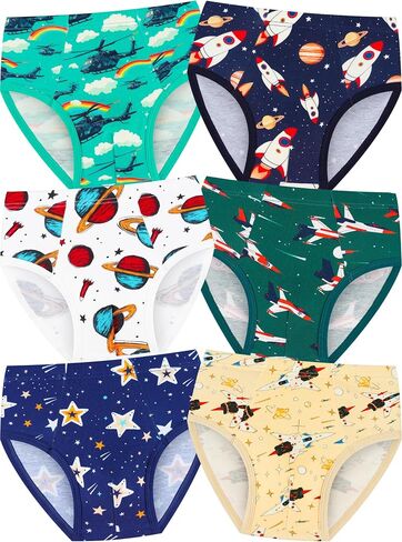 Boys Cotton Underwear, Soft Tagless Briefs for Toddlers and Little Kids, Breathable Comfort Fit,6-Pack in Saudi Arabia