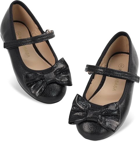 Toddler Girls Dress Shoes with Bow Mary Jane Ballet Flats for Flower Girl Wedding Party Toddler Little Kids in Kuwait