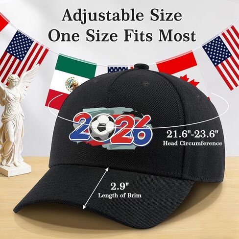 FIFA World Cup 2026 Cap for Men and Women, Breathable Cotton Adjustable Hat, for Soccer Fans in Saudi Arabia