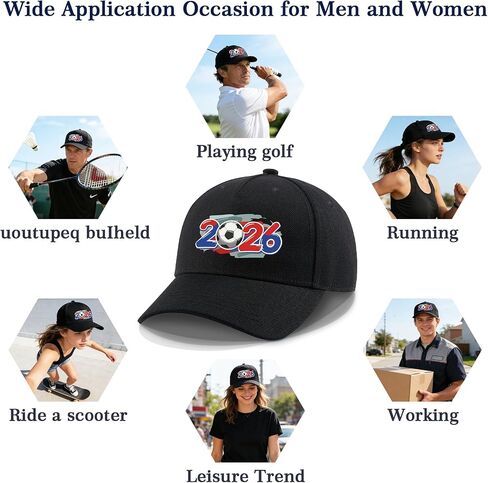 FIFA World Cup 2026 Cap for Men and Women, Breathable Cotton Adjustable Hat, for Soccer Fans in Saudi Arabia